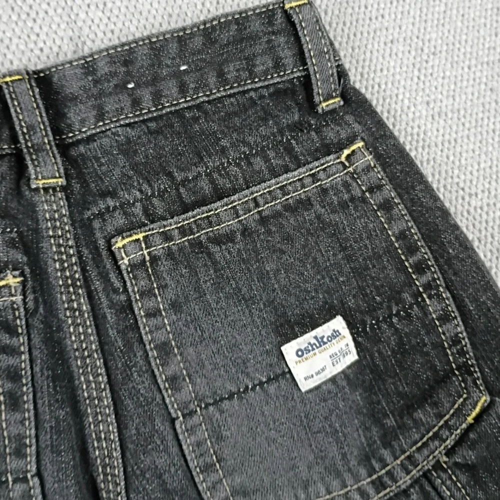OshKosh Carpenter Jeans Kids 7 Husky Black Excellent Denim Utility Pants 4725094